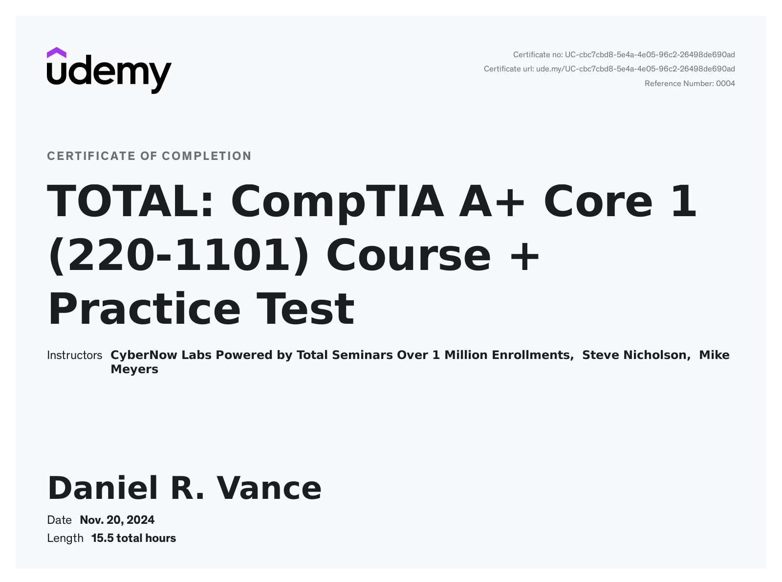 Udemy Course CompTIA A+ Core1 with Mike Meyers